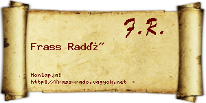 Frass Radó névjegykártya